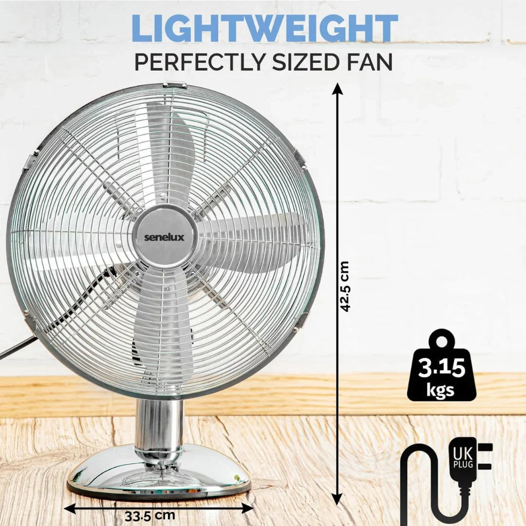 Senelux 12 inch Chrome Desk Fan