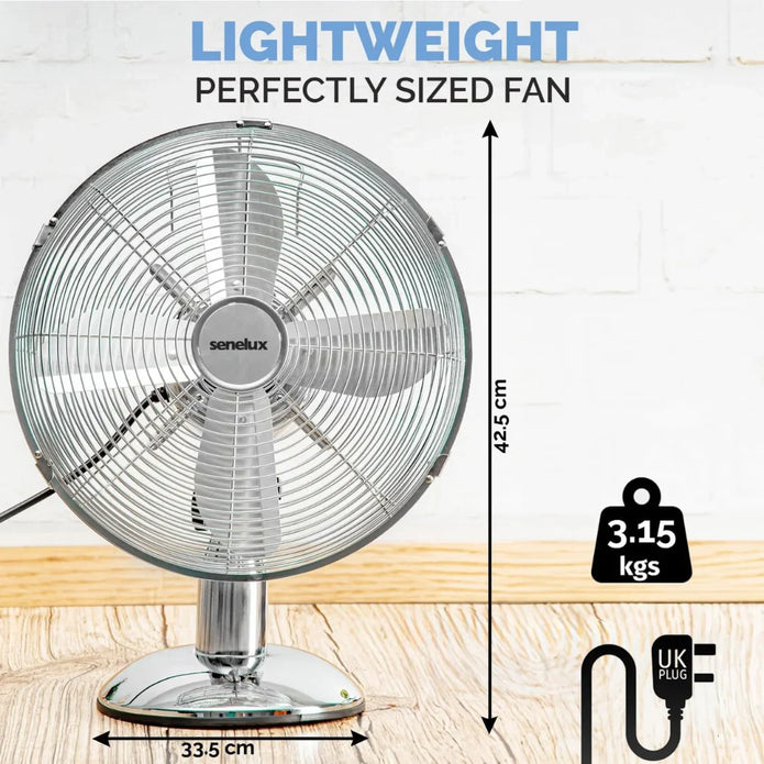 Senelux 12 inch Chrome Desk Fan