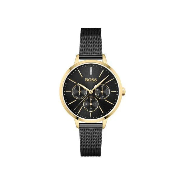 Hugo Boss Women's Watch Symphony Gold-Tone and Black Mesh Bracelet