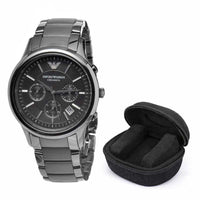 Emporio Armani Chronograph Men’s Watch Ceramic Black Strap With Black Dial + Travel Case