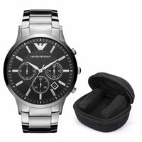 Emporio Armani Renato Men’s Watch Silver Bracelet + Travel Case