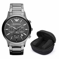 Emporio Armani Renato Men’s Watch Stainless Grey Bracelet and Grey Dial + Travel Case