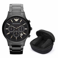 Emporio Armani Renato Men’s Watch Stainless Steel Black Strap With Black Dial + Travel Case