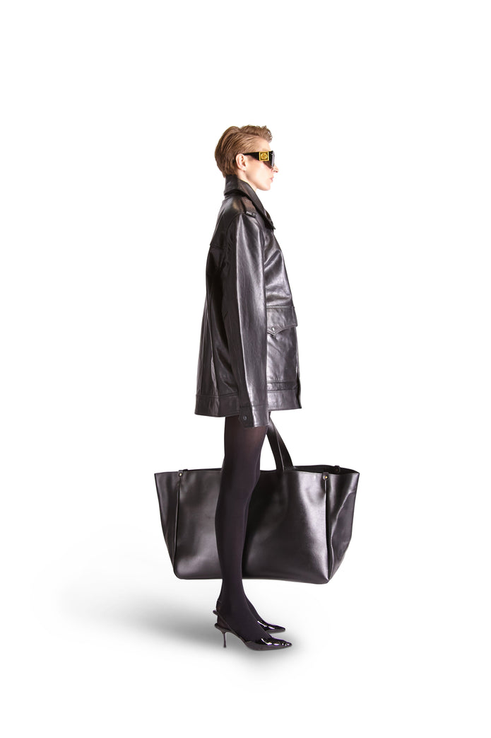 Helen Anthony Black Oversized Leather Tote Bag
