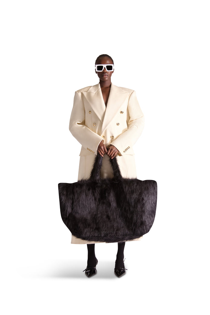 Helen Anthony Black Faux Fur Large Bag