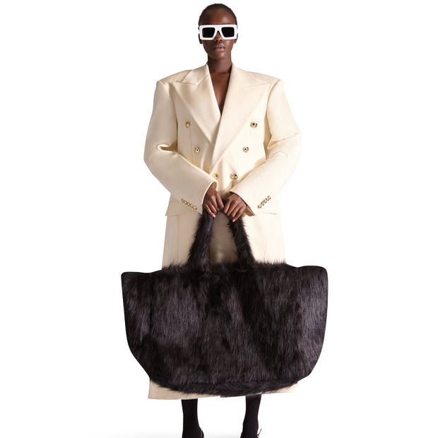 Helen Anthony Black Faux Fur Large Bag