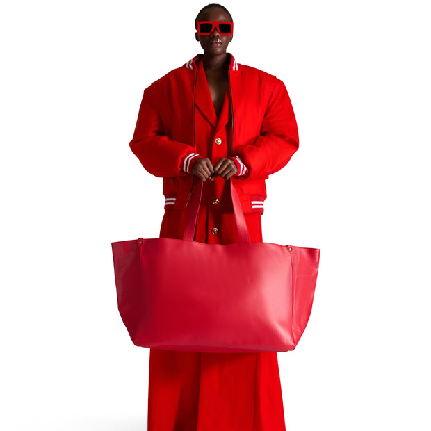 Helen Anthony Red Oversized Leather Tote Bag