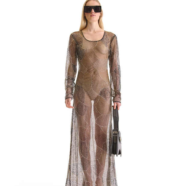 Helen Anthony Hand Embroidered Sheer Evening Dress