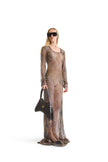 Helen Anthony Hand Embroidered Sheer Evening Dress
