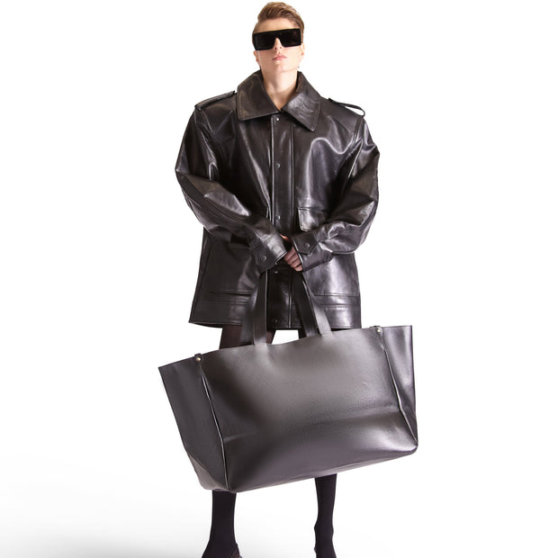 Helen Anthony Black Oversized Leather Tote Bag
