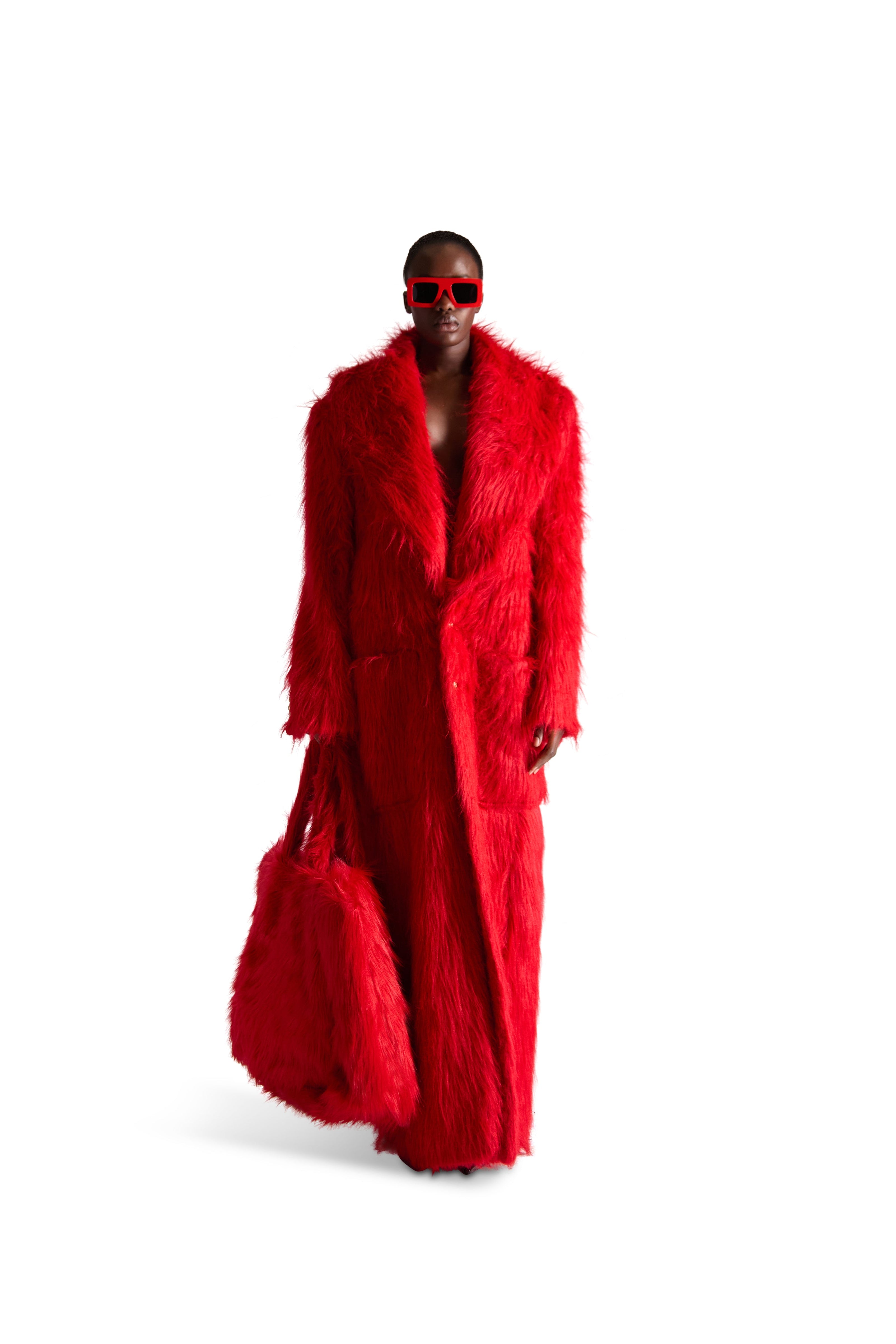 Helen Anthony Red Large Faux Fur Bag