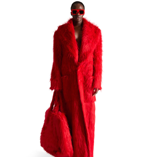 Helen Anthony Red Large Faux Fur Bag