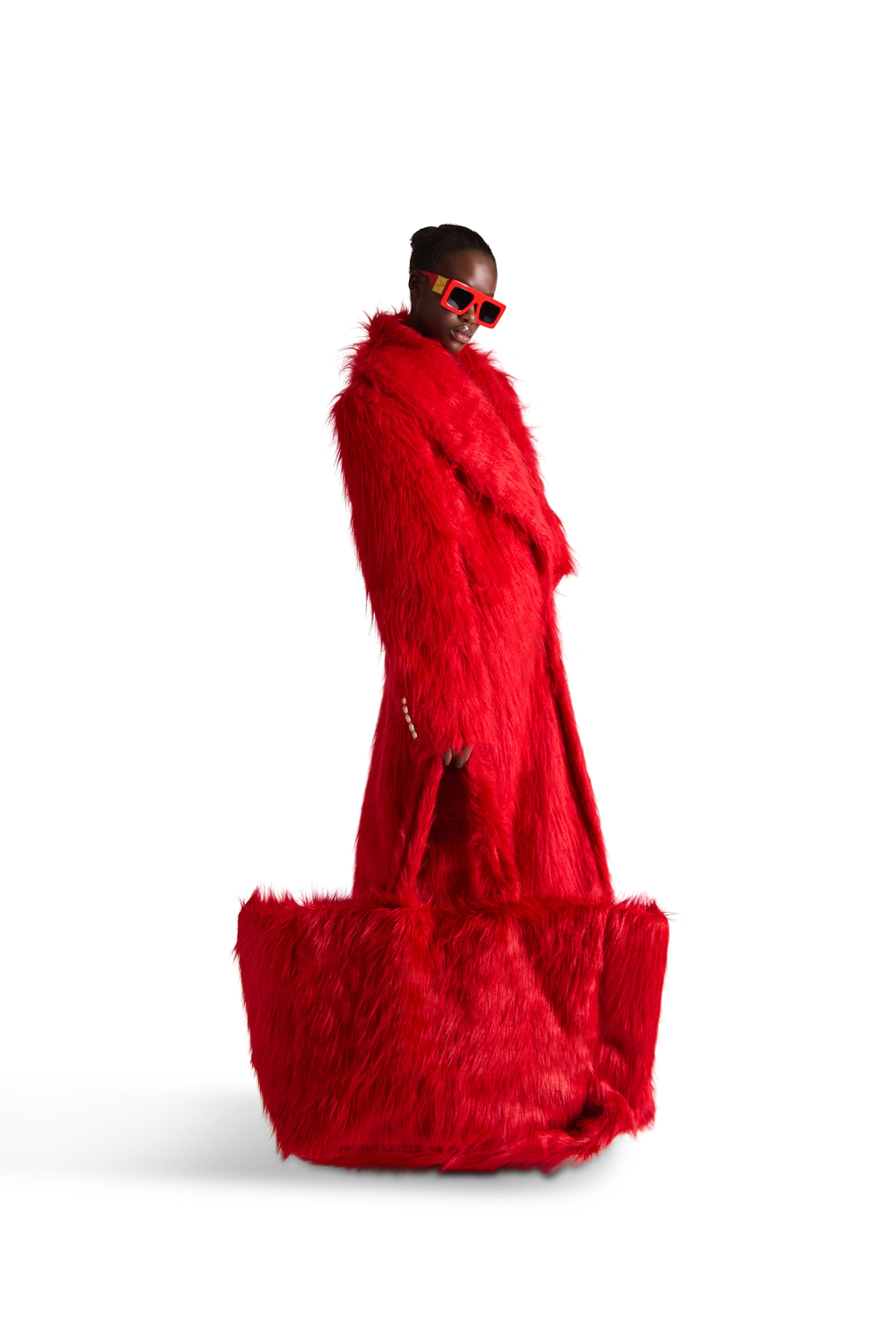 Helen Anthony Red Large Faux Fur Bag