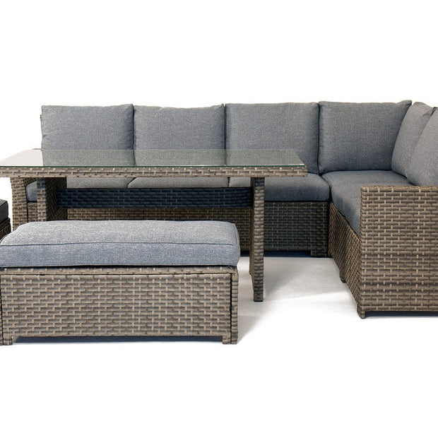 Palma Grey Corner Rattan Casual Garden Dining and Lounge Set 9 Seater