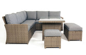 Palma Grey Corner Rattan Casual Garden Dining and Lounge Set 9 Seater