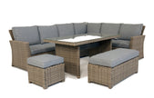 Palma Grey Corner Rattan Casual Garden Dining and Lounge Set 9 Seater