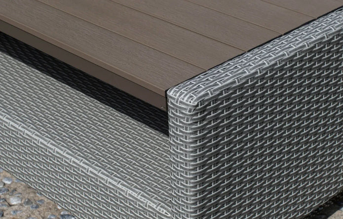 Stockholm Rattan Grey 4 Seater Garden Chaise Lounge Set with Armchair