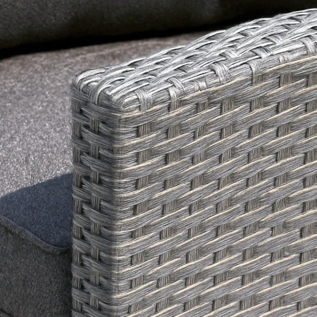 Stockholm Rattan Grey 4 Seater Garden Chaise Lounge Set with Armchair