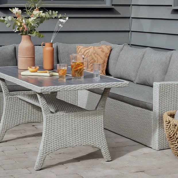 Stockholm 6 Seater Grey Rattan Corner Garden Dining and Lounge Set
