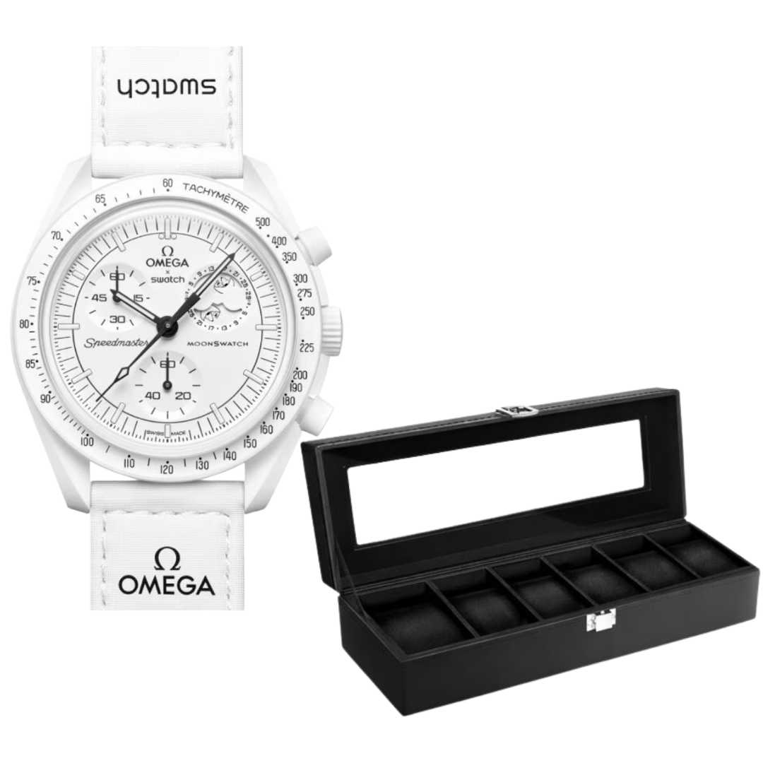 Swatch x Omega Bioceramic Moonswatch Mission to The Moonphase + Watch Display Box