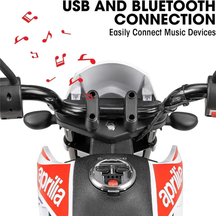 Aprilia 12V Electric Motorbike Ride On - White