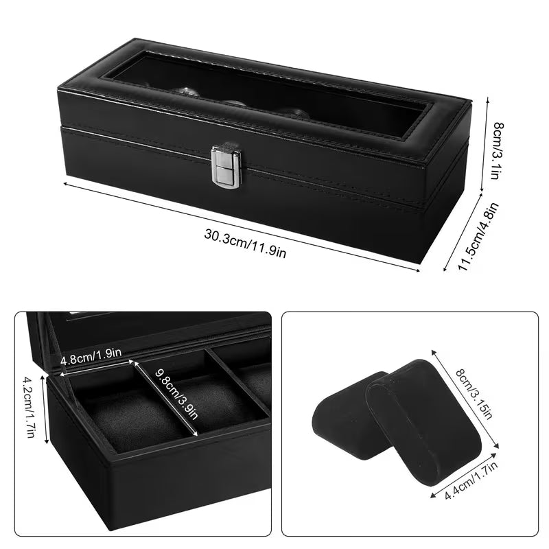 Watch Box with 6 Slots - Black