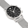 Emporio Armani Luigi Men's Watch Silver Mesh Strap With Black Dial + Travel Case