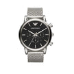 Emporio Armani Luigi Men's Watch Silver Mesh Strap With Black Dial + Travel Case