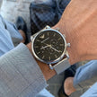 Emporio Armani Luigi Men's Watch Silver Mesh Strap With Black Dial + Travel Case