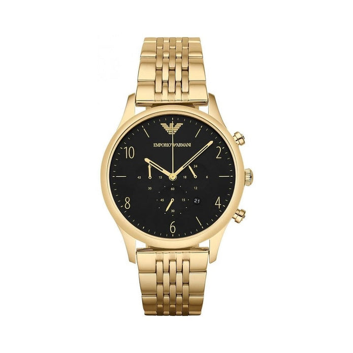 Emporio Armani Men’s Watch Stainless Steel Gold Strap With Black Dial