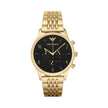 Emporio Armani Men’s Watch Stainless Steel Gold Strap With Black Dial