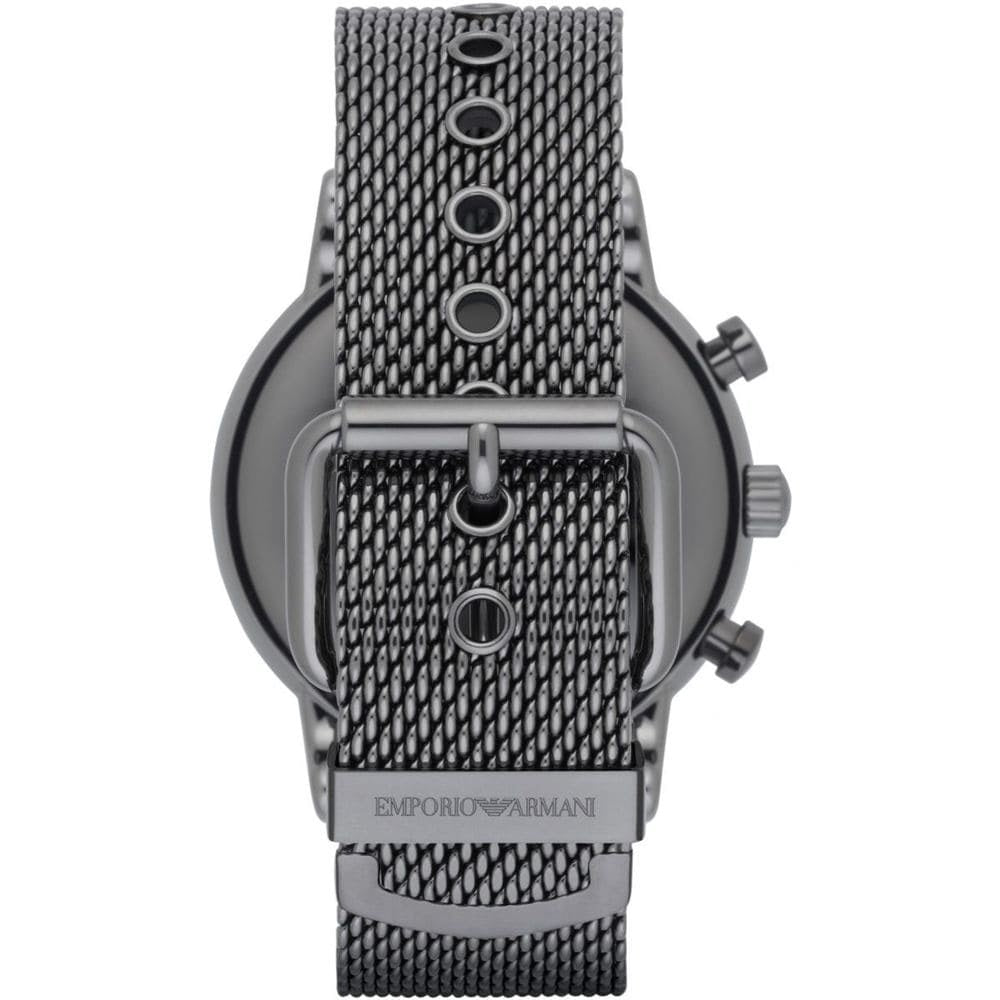Emporio Armani Luigi Men’s Watch Grey Mesh Strap With Blue Dial + Travel Case
