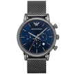 Emporio Armani Luigi Men’s Watch Grey Mesh Strap With Blue Dial + Travel Case
