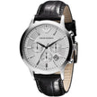 Emporio Armani Renato Men’s Watch Leather Black Strap With Silver Dial