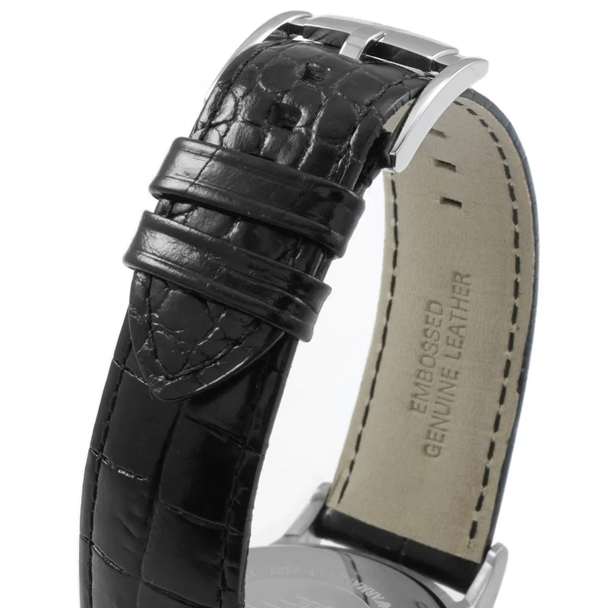 Emporio Armani Renato Men’s Watch Leather Black Strap With Silver Dial