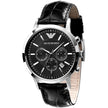 Emporio Armani Renato Men’s Watch Leather Black Strap And Silver Case + Travel Case