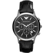 Emporio Armani Renato Men’s Watch Leather Black Strap And Silver Case + Travel Case