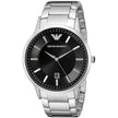 Emporio Armani Renato Men’s Watch Silver Strap With Black Dial + Travel Case