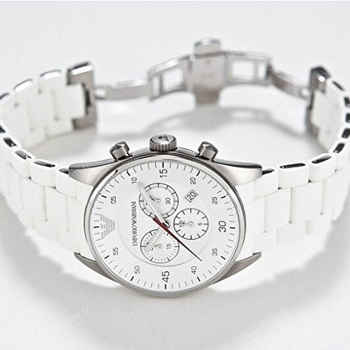Emporio Armani Sportivo Men’s Watch Silicone White Strap With White Dial And Silver Case