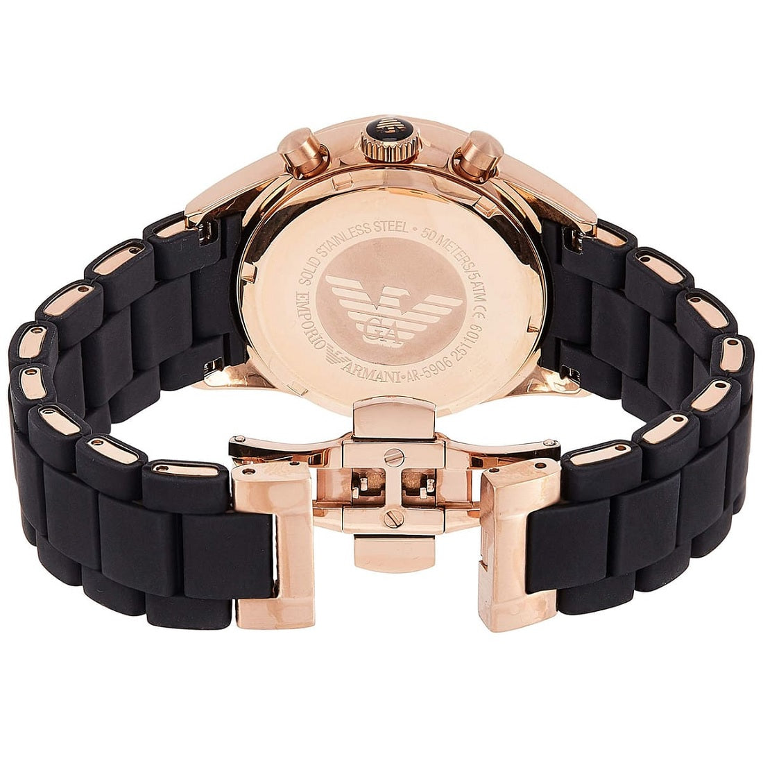 Emporio Armani Sportivo Women's Watch Black Strap And Rose Gold Case + Travel Case