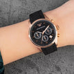 Emporio Armani Sportivo Women's Watch Black Strap And Rose Gold Case + Travel Case