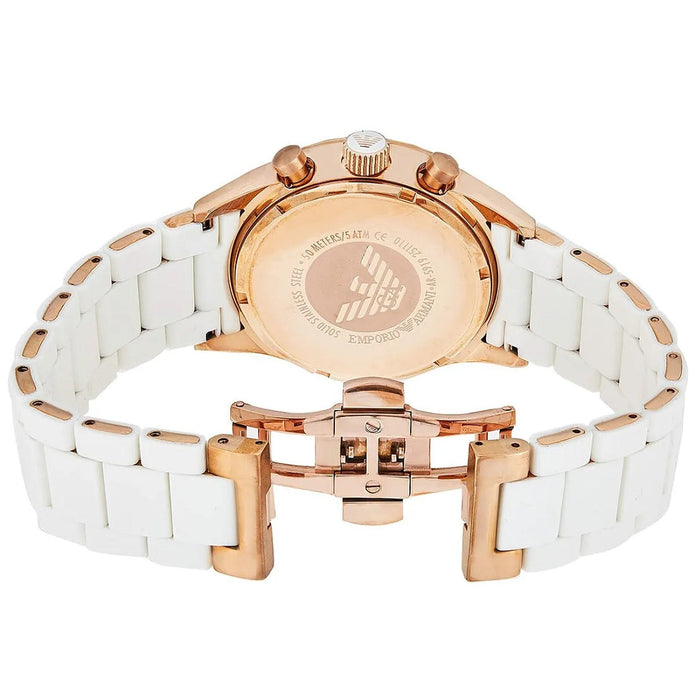 Emporio Armani Sportivo Men's Watch White Strap and Gold Case + Travel Case