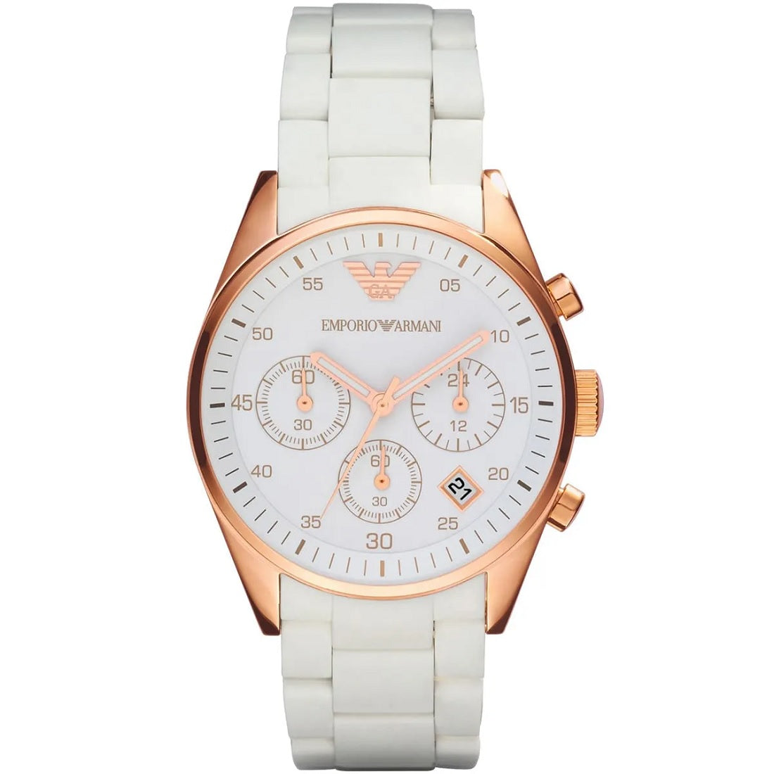 Emporio Armani Sportivo Women's Watch White Strap With Rose Gold Case + Travel Case
