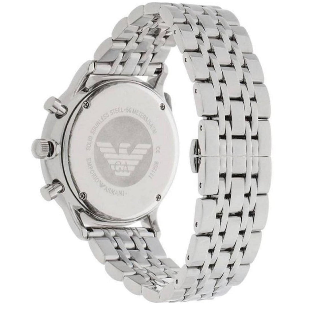 Emporio Armani Sportivo Men's Watch Stainless Steel Silver Strap With Black Dial