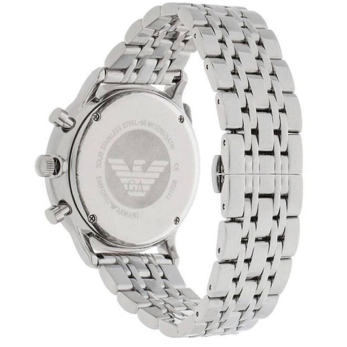 Emporio Armani Sportivo Men's Watch Stainless Steel Silver Strap With Black Dial