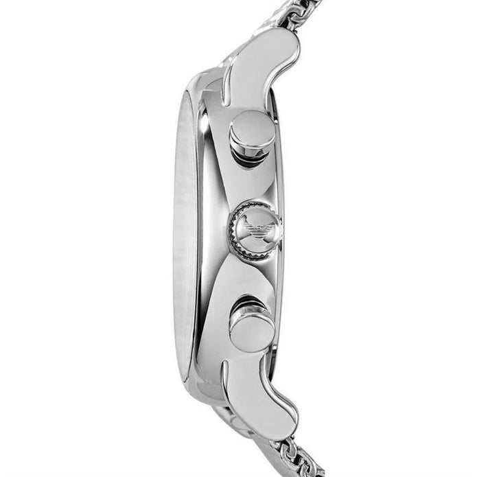 Emporio Armani Luigi Men's Watch Silver Mesh Strap With Black Dial + Travel Case