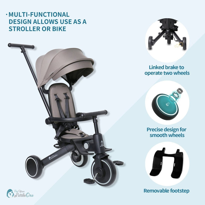 Xplor 6 in 1 Foldable Trike - Grey Olive (10m-5y)