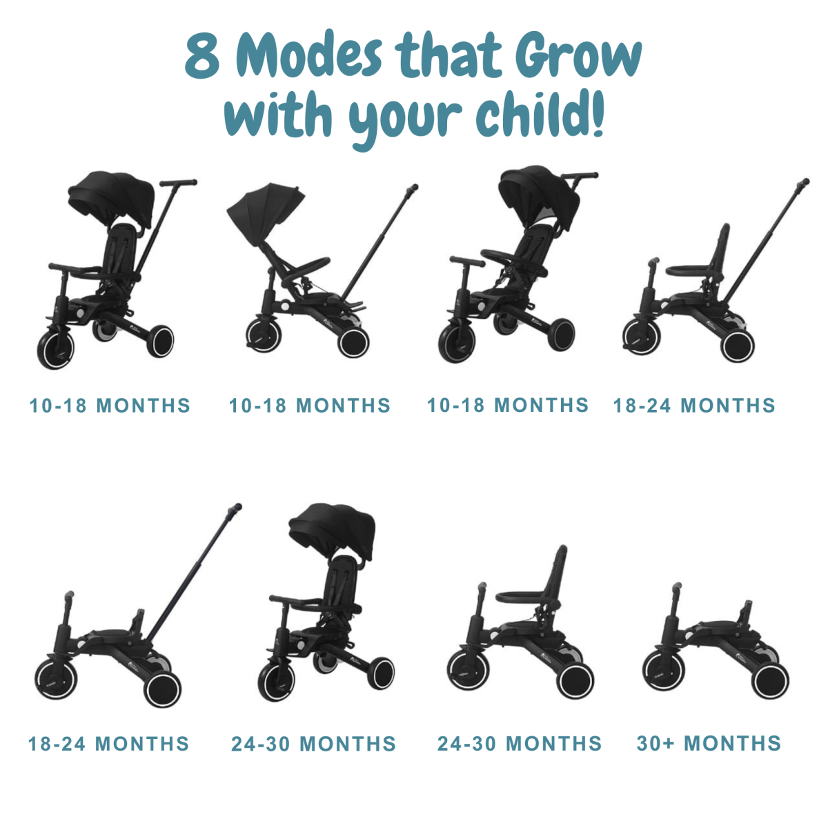 Xplor 6 in 1 Foldable Trike - Pastel Pink (10m-5y)