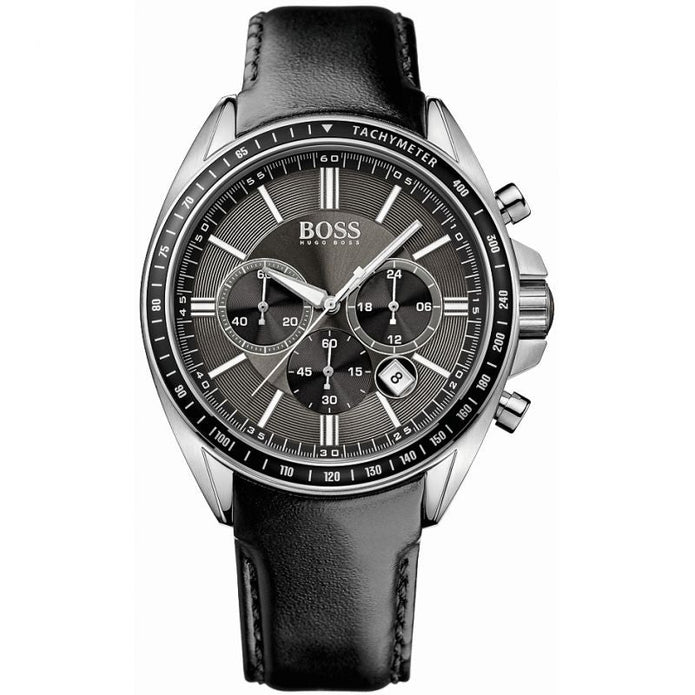 Hugo Boss Men's Watch Chronograph Black Driver Leather