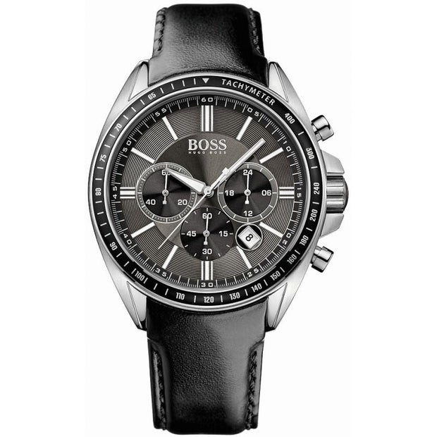 Hugo Boss Men's Watch Chronograph Black Driver Leather